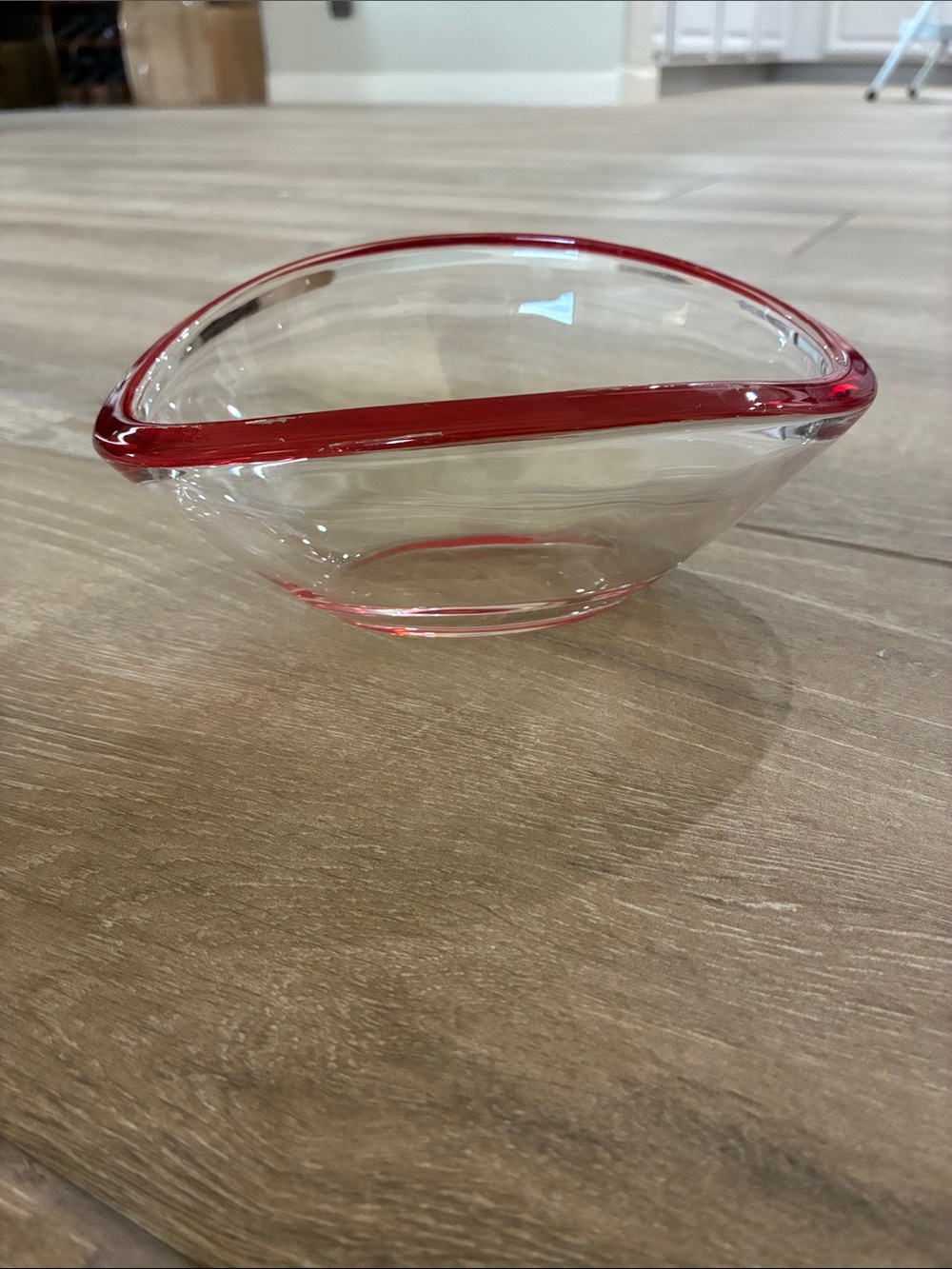 Walter Glas Germany Art Oval Bowl with Red Rim